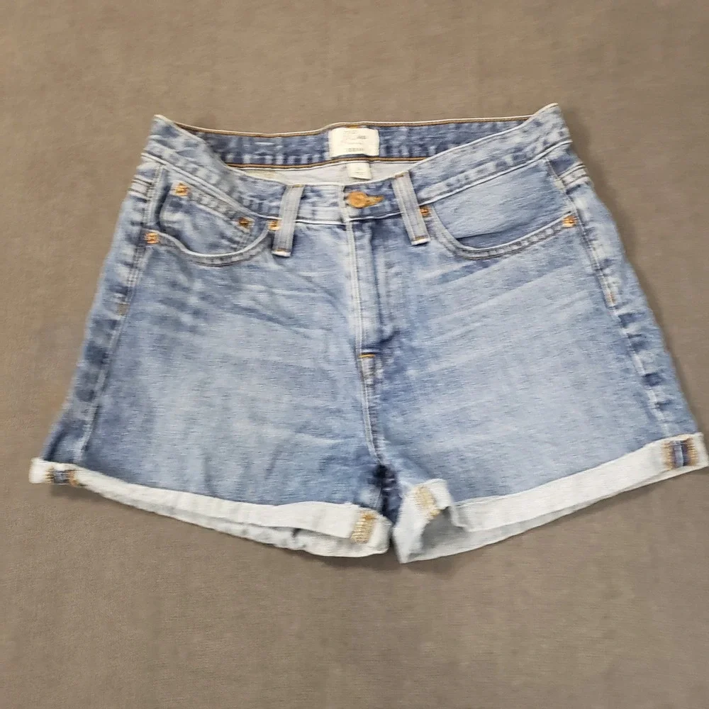 J.Crew‎ Denim Shorts Womens 26 Blue High Rise Cuffed 100% Cotton E5862